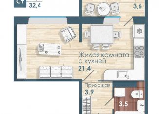 Продается 1-комнатная квартира, 28.8 м2, Новосибирск, метро Площадь Маркса, улица Титова, с2