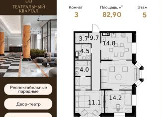 Продажа 3-ком. квартиры, 82.9 м2, Москва, улица Расплетина, 2к1, район Щукино