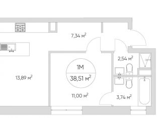 1-комнатная квартира на продажу, 38 м2, Москва, станция Калитники