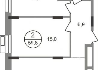 Продажа 2-ком. квартиры, 59.8 м2, рабочий посёлок Заречье