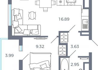 Однокомнатная квартира на продажу, 34.8 м2, село Николаевка