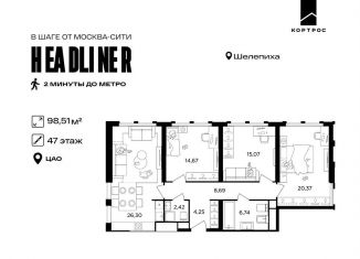 Продаю 4-комнатную квартиру, 98.5 м2, Москва