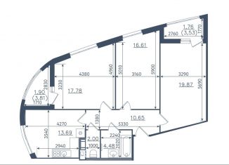 Продается трехкомнатная квартира, 88.7 м2, Сестрорецк, ЖК Светлый Мир Внутри