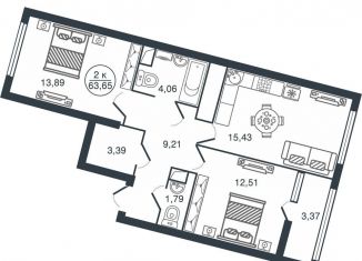 Продам 2-ком. квартиру, 63.7 м2, Тверь