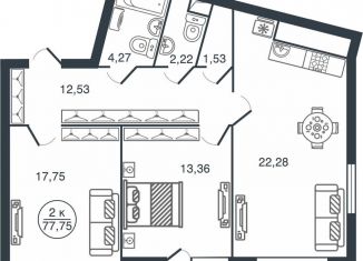 Продажа 2-ком. квартиры, 77.8 м2, Тверь