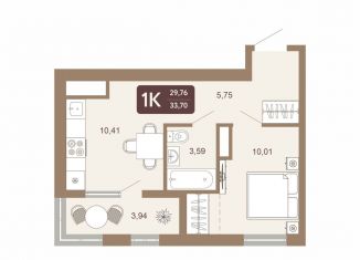 Продажа 1-комнатной квартиры, 33.7 м2, Тобольск, 15-й микрорайон, 25А