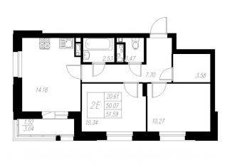 Продается двухкомнатная квартира, 51.6 м2, Казань, Советский район