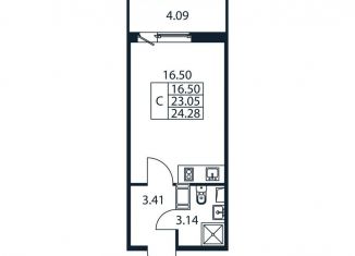 Квартира на продажу студия, 27.1 м2, Ленинградская область