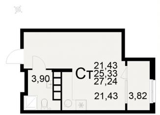 Продаю квартиру студию, 27.2 м2, Рязань, Московский район