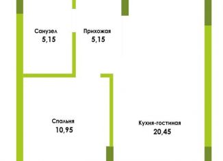 Продается 1-комнатная квартира, 42.1 м2, Астраханская область