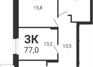 Продается 3-ком. квартира, 77 м2, Новосибирск, улица Серафимовича, 12с