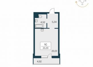 Продажа квартиры студии, 34.8 м2, Новосибирск, улица Зорге, 229/1, метро Площадь Маркса