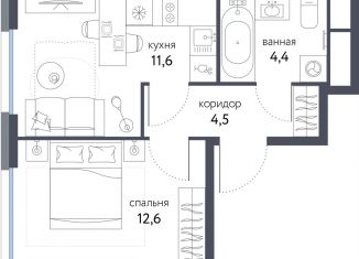 1-комнатная квартира на продажу, 33.1 м2, Москва, станция Бульвар Рокоссовского, Тагильская улица, 4В