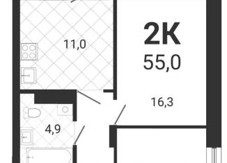 Продам 2-ком. квартиру, 55 м2, Новосибирск, метро Студенческая, улица Серафимовича, 12