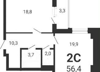 Продажа 2-комнатной квартиры, 56.4 м2, Новосибирск, Ленинский район, улица Серафимовича, 12с