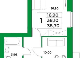 1-ком. квартира на продажу, 38.7 м2, Тюмень, Ленинский округ, Сливовая улица, 305