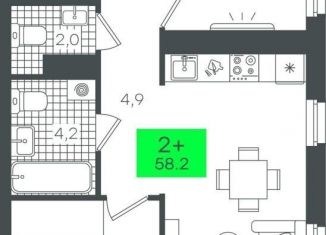 Продаю 2-ком. квартиру, 60 м2, Тюмень, Калининский округ, улица Василия Малкова, 3