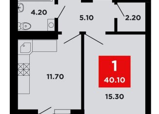 Продаю 1-ком. квартиру, 40.1 м2, Краснодар, Конгрессная улица, лит17, Прикубанский округ