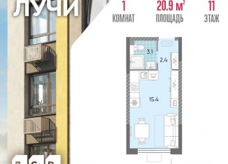 Продаю квартиру студию, 20.9 м2, Москва, Производственная улица, 17, метро Новопеределкино