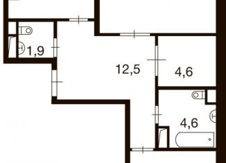 Продается 2-ком. квартира, 72.4 м2, деревня Ивановское, улица Семёна Гордого, 3