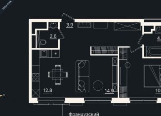 Продам 1-комнатную квартиру, 54.2 м2, Тюмень, улица Щербакова, 2к3