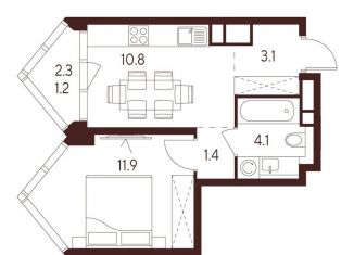 Однокомнатная квартира на продажу, 31.3 м2, Москва, Хорошевский район