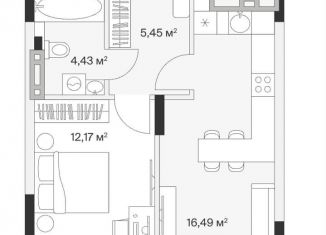 Продается однокомнатная квартира, 39.6 м2, Калининградская область