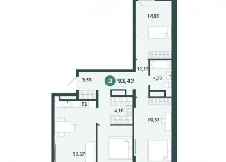 3-ком. квартира на продажу, 93.4 м2, Тюменская область, улица Разведчика Кузнецова, 7