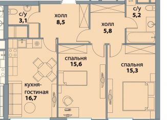 Продам 2-ком. квартиру, 71 м2, Москва, район Хорошёво-Мнёвники, Шелепихинская набережная, 34к5