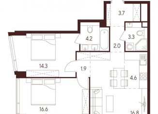 Продажа трехкомнатной квартиры, 67.4 м2, Москва