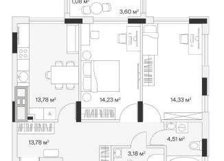 Продается 2-комнатная квартира, 64.9 м2, поселок Малое Исаково