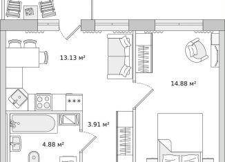 Продам 1-комнатную квартиру, 40.9 м2, Санкт-Петербург, ЖК Чёрная Речка