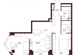 Продаю 3-комнатную квартиру, 53.5 м2, Москва