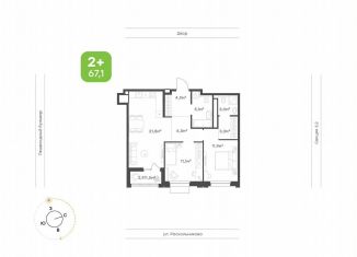 Продам 2-ком. квартиру, 67.1 м2, Татарстан