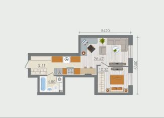 Продаю однокомнатную квартиру, 44.8 м2, деревня Разбегаево