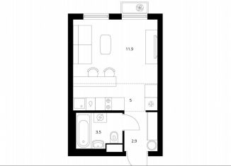 Продается квартира студия, 23.3 м2, Санкт-Петербург, муниципальный округ Волковское