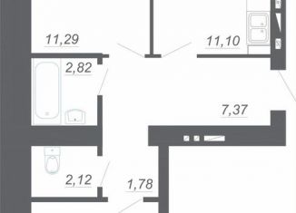 Продам 2-ком. квартиру, 52.5 м2, Татарстан, жилой комплекс Радужный-2, с16