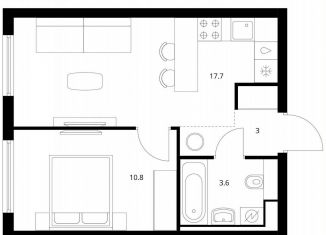 Продам 1-ком. квартиру, 35.1 м2, Санкт-Петербург, муниципальный округ Волковское