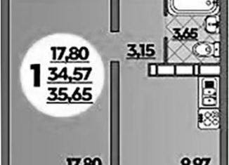 1-комнатная квартира на продажу, 35.7 м2, Ростов-на-Дону, улица Тимофеева, 9, ЖК Платовский
