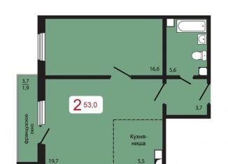 Продаю 2-комнатную квартиру, 53 м2, Красноярский край, ЖК Берег, 5.1