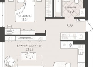 Продаю 1-ком. квартиру, 42.5 м2, Тюмень