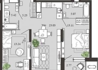 Продажа двухкомнатной квартиры, 67.9 м2, Тула, Советский территориальный округ