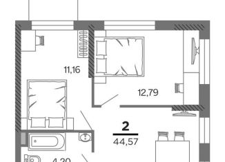 Продаю двухкомнатную квартиру, 44.6 м2, Рязань