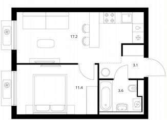 Продается однокомнатная квартира, 35.3 м2, Санкт-Петербург, муниципальный округ Волковское