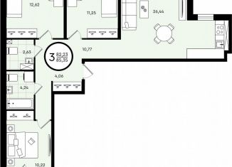 Продаю 3-комнатную квартиру, 85.4 м2, Тюмень, ​улица Александра Звягина, 4