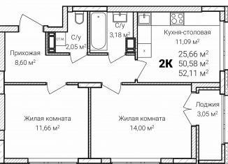 Продаю 2-комнатную квартиру, 52.1 м2, Нижний Новгород, микрорайон Ярмарка