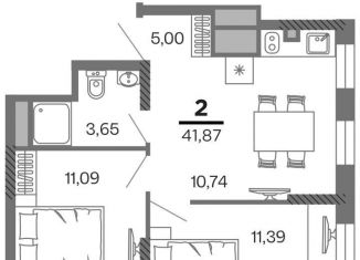 Продается 2-ком. квартира, 41.9 м2, Рязань