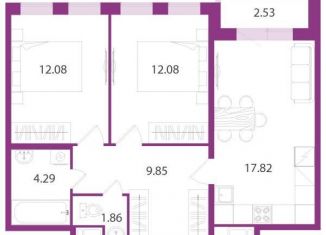 Продам двухкомнатную квартиру, 58 м2, посёлок Шушары