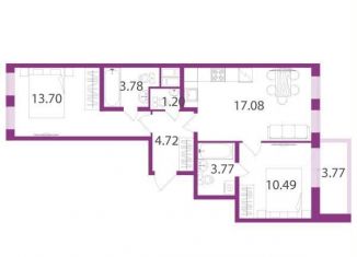 Продается 2-ком. квартира, 54.7 м2, посёлок Шушары