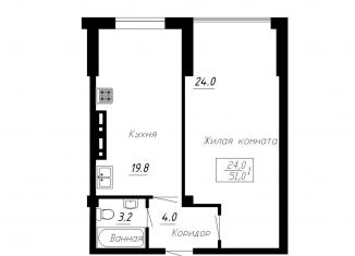 1-комнатная квартира на продажу, 51 м2, Мурманск, улица Шмидта, 2